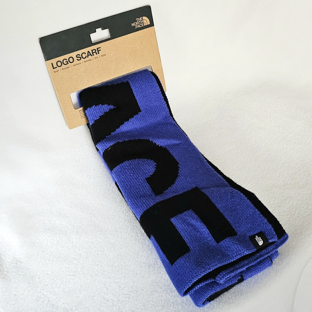 The North Face Black and Blue Logo Scarf